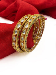 Traditional Gold Plated Openable Kundan Bangles For Weddings And Parties By Gehna Shop Bangles