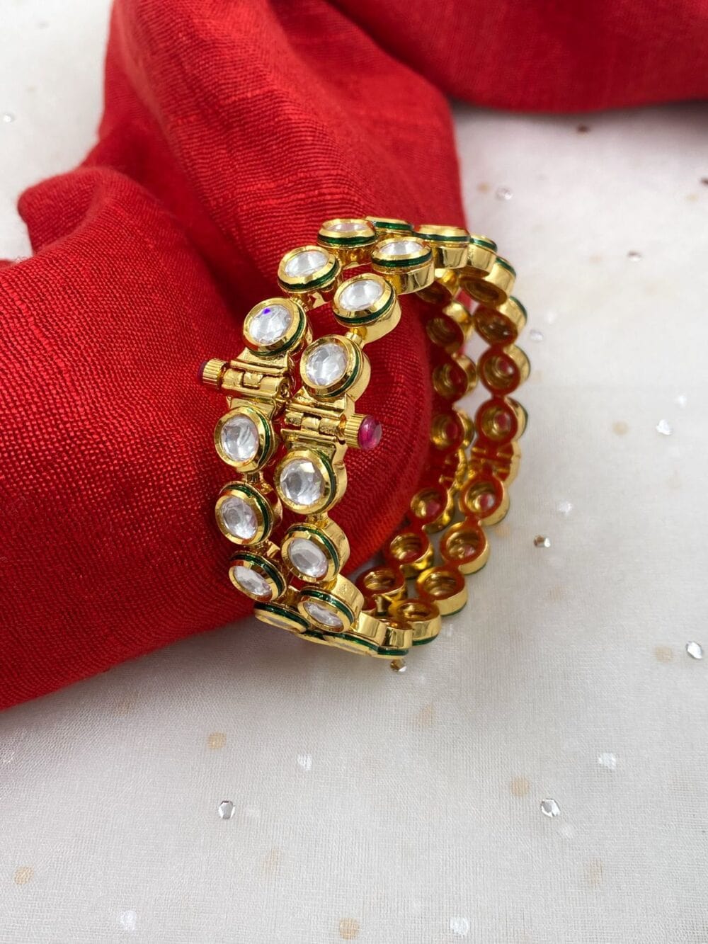 Traditional Gold Plated Openable Kundan Bangles For Women By Gehna Shop Bangles