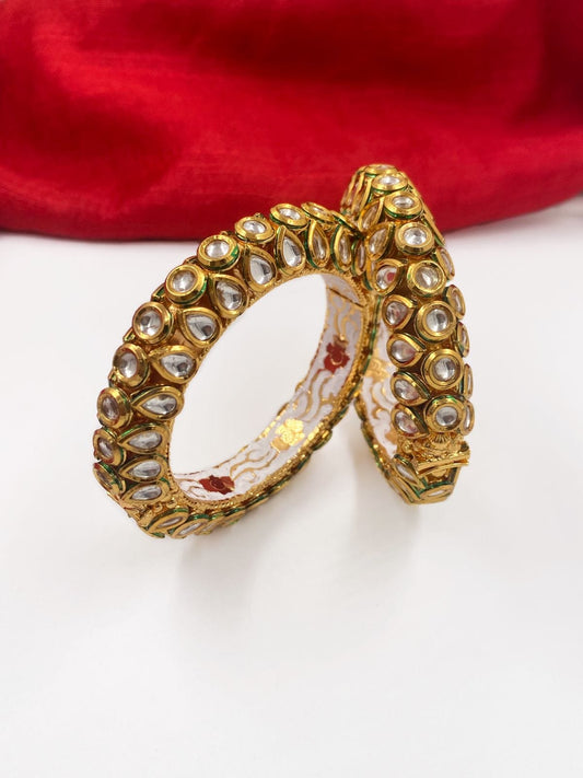 Traditional Gold Plated Openable Kundan Bangles For Women By Gehna Shop Bangles