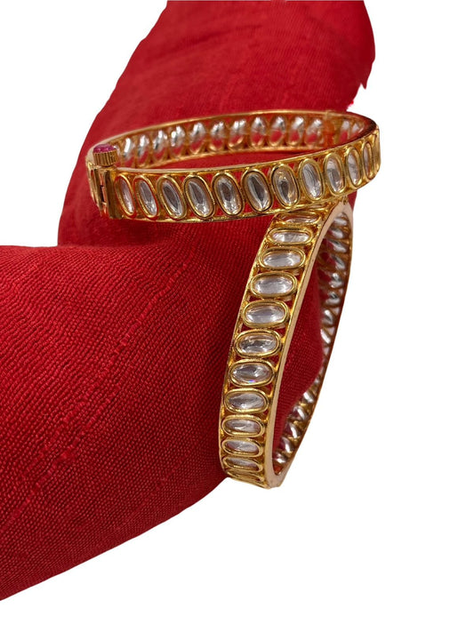 Traditional Gold Plated Polki Kundan Bangles For Women By Gehna Shop Bangles