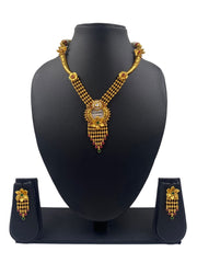 Traditional Gold Plated Short Antique Golden Hasli Necklace Set Antique Golden Necklace Sets