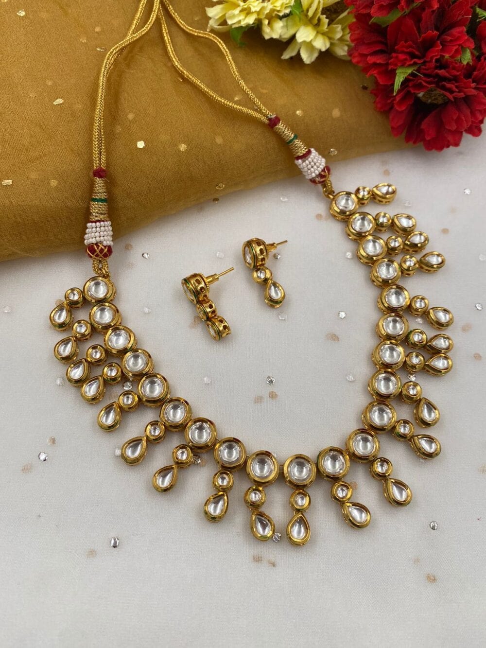 Traditional Gold Plated Wedding Kundan Necklace Set For Women By Gehna Shop Kundan Necklace Sets