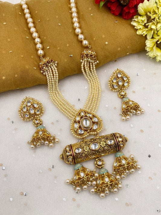 SAIYONI Gold Plated Polki Revers ad Traditional Necklace Set with Earrings  & Maang Tikka Jewellery Set : Amazon.in: Fashion