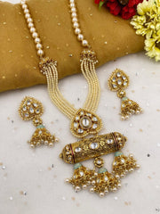 Traditional Gold Plated Wedding Kundan Pendant With Pearls Necklace Set For Ladies Kundan Necklace Sets