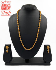 Traditional Gold Toned Single Strand Golden Beads Matar Mala Necklace For Woman (Pearls) Golden Beads Jewellery