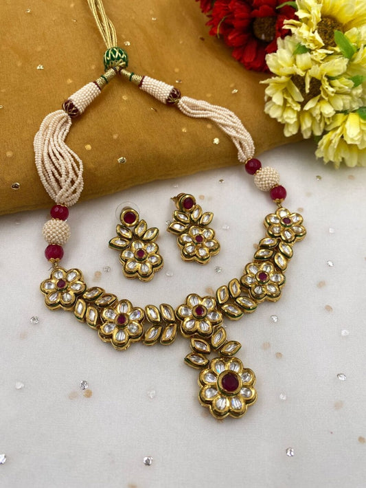 Traditional Golden Kundan Necklace Set For Weddings By Gehna Shop Choker Necklace Set