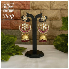 Traditional Hand Gold Toned Pacchi Kundan Party Wear Jhumki Earrings Jhumka earrings