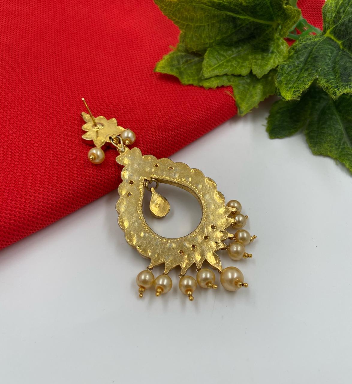 Traditional Handmade Pacchi Kundan Party Earrings For Ladies Kundan Earrings