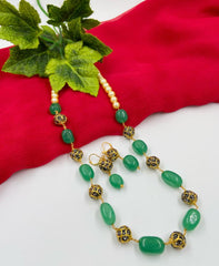 Traditional Handmade Semi Precious Green Jade Beaded Necklace For Woman Beads Jewellery
