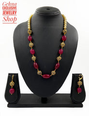 Traditional Handmade Semi Precious Red Jade Beaded Necklace For Woman Beads Jewellery