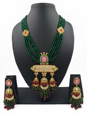 Traditional High Quality Long Kundan Polki And Beads Ranihaar Necklace For Weddings Bridal Necklace Sets