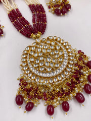 Traditional Jadau Ahmadabadi Kundan Pendant Long Necklace Set For Women By Gehna Shop Kundan Necklace Sets