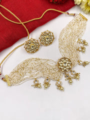 Traditional Jadau Kundan And Pearls Choker Necklace Set For Women By Gehna Shop Choker Necklace Set