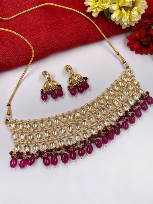 Traditional Kundan And Pearl Choker Necklace Set For Women By Gehna Shop Choker Necklace Set