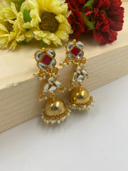 Traditional Light Weight Jadau Kundan Jhumki Earrings For Ladies Jhumka earrings