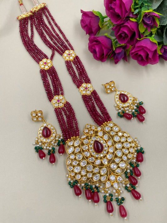 Traditional Long Polki Kundan Necklace Set For Weddings By Gehna Shop Bridal Necklace Sets