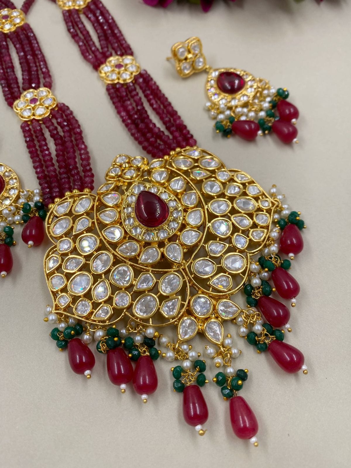 Traditional Long Polki Kundan Necklace Set For Weddings By Gehna Shop Bridal Necklace Sets