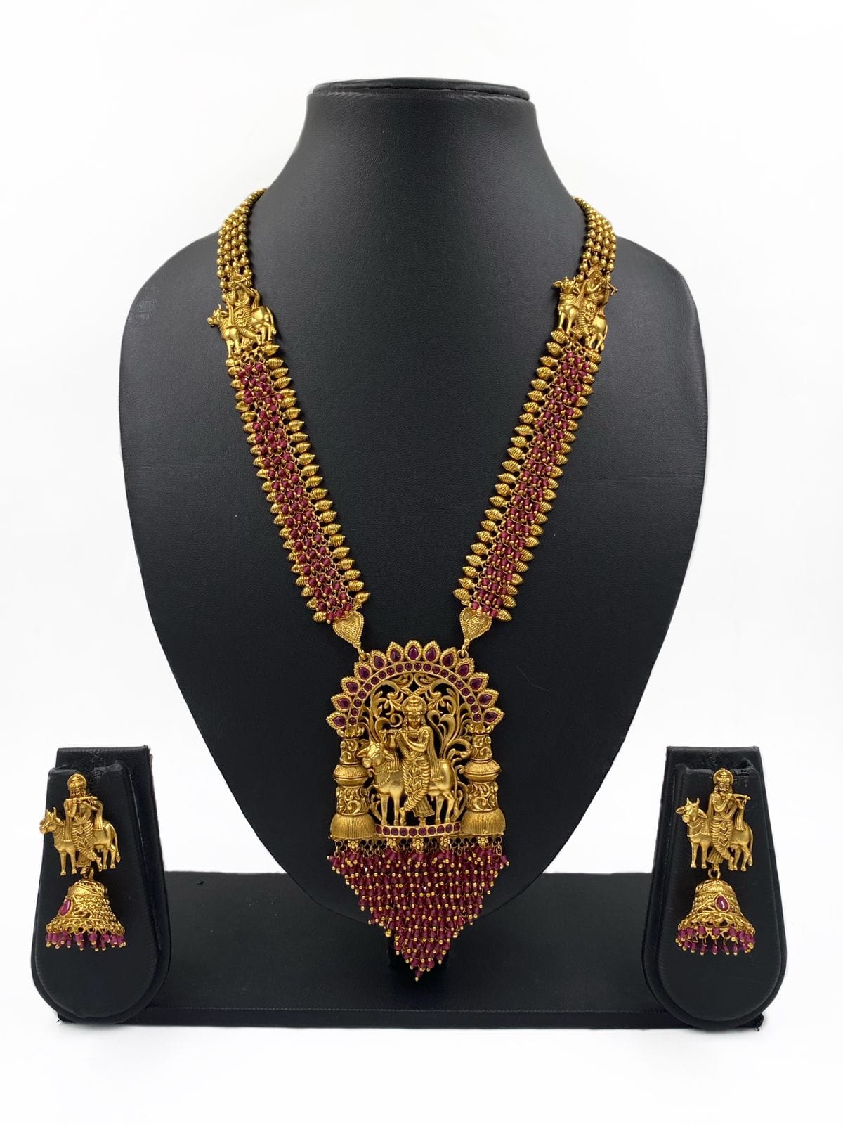 Traditional Lord Krishna South Indian Temple Necklace Set For Ladies By Gehna Shop Temple Necklace Sets