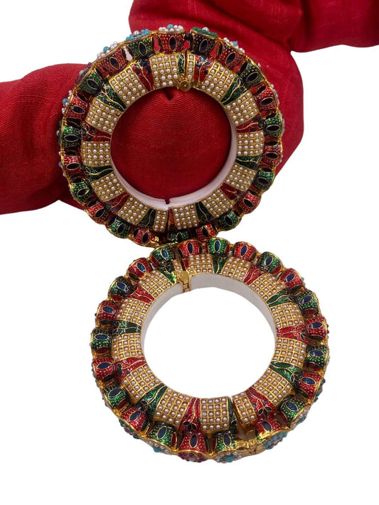 Traditional Multi Color Meenakari And Pearls Pacheli Bangles Bangles