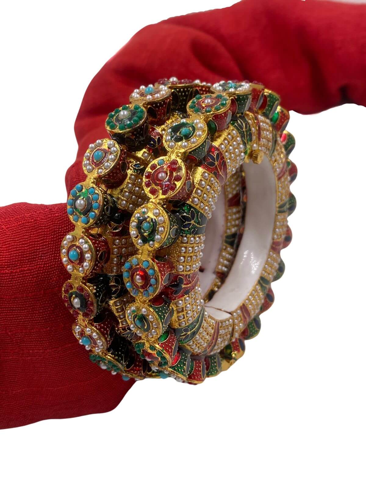 Traditional Multi Color Meenakari And Pearls Pacheli Bangles Bangles