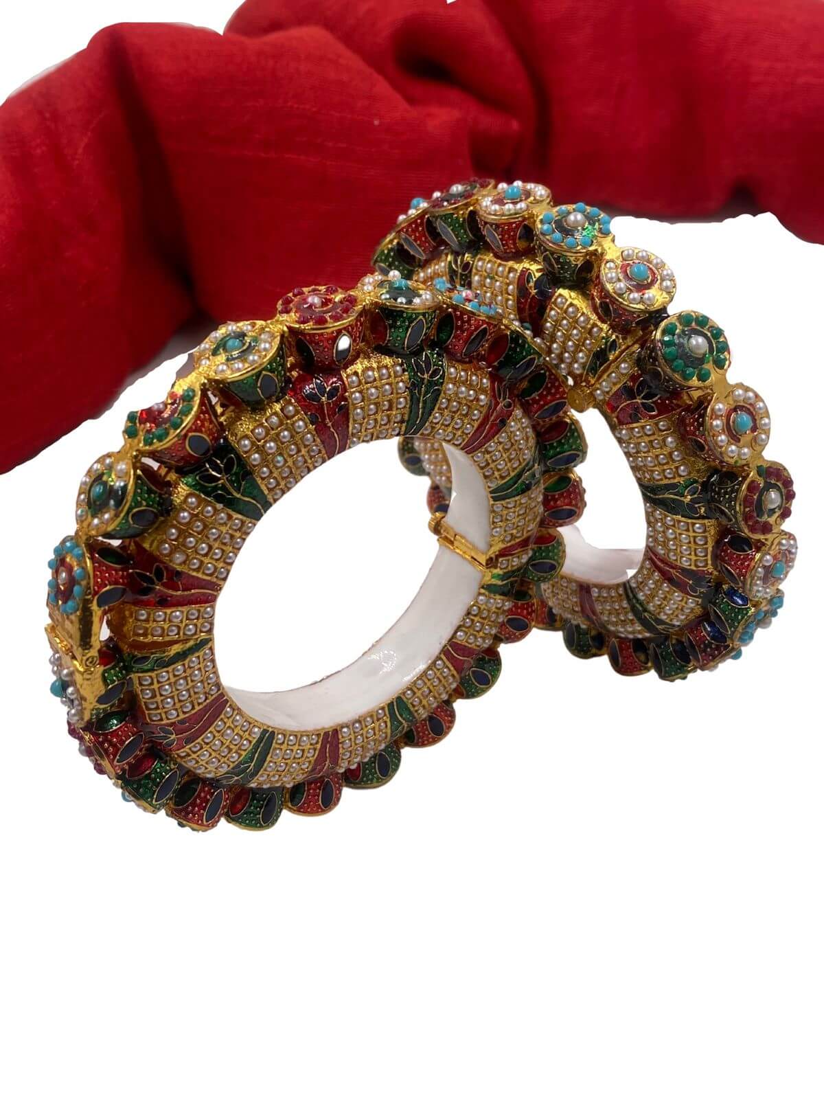 Traditional Multi Color Meenakari And Pearls Pacheli Bangles Bangles