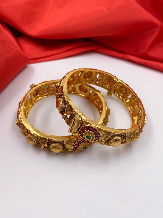 Traditional New Golden Kangan Bangles For Ladies By Shop Gehna Antique Golden Bangles