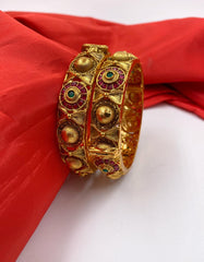 Traditional New Golden Kangan Bangles For Ladies By Shop Gehna Antique Golden Bangles