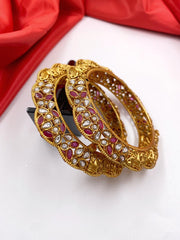 Traditional New Golden Kundan Bangles For Ladies By Shop Gehna Antique Golden Bangles