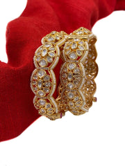 Traditional Pearl And Uncut Polki Bangles By Gehna Shop