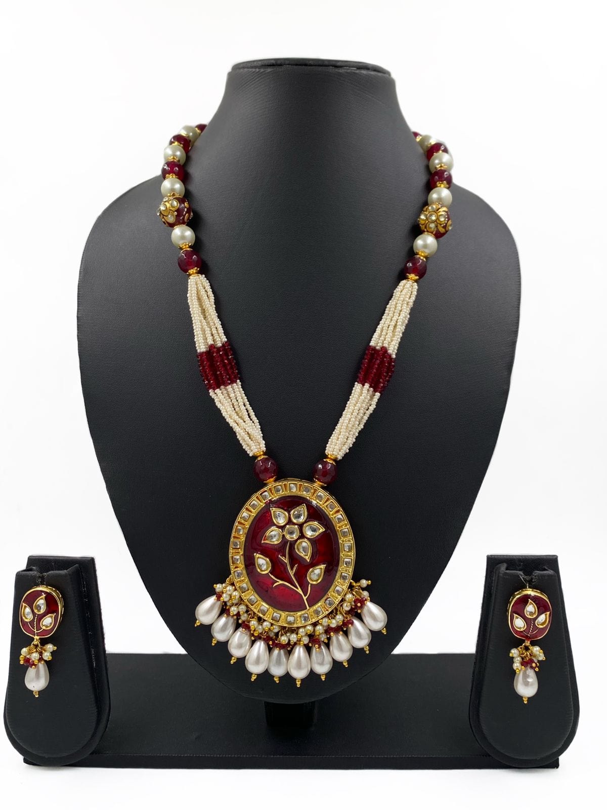 Traditional Red Meenakari Kundan Set For Ladies By Gehna Shop Meenakari Necklace Sets