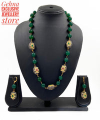 Traditional Semi Precious Green Color Jade Beads Necklace For Woman Beads Jewellery