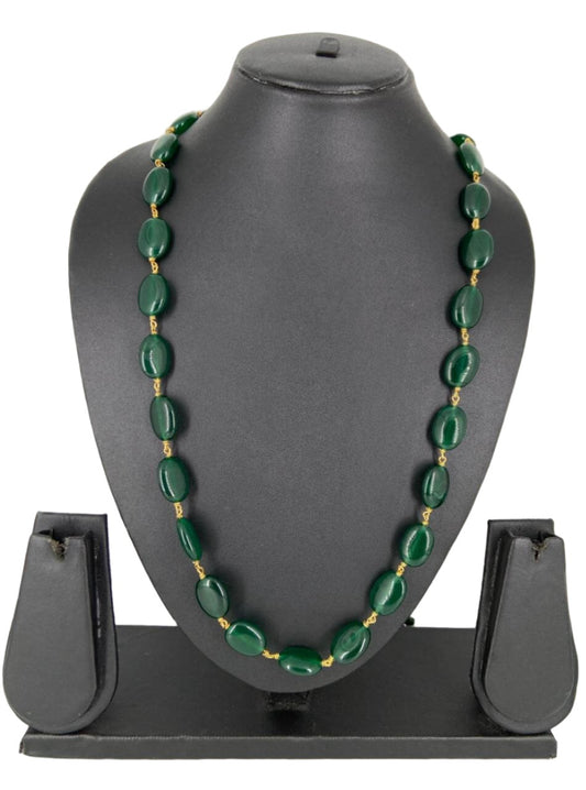 Traditional Semi Precious Green Jade Beaded Mala Necklace For Females Beads Jewellery