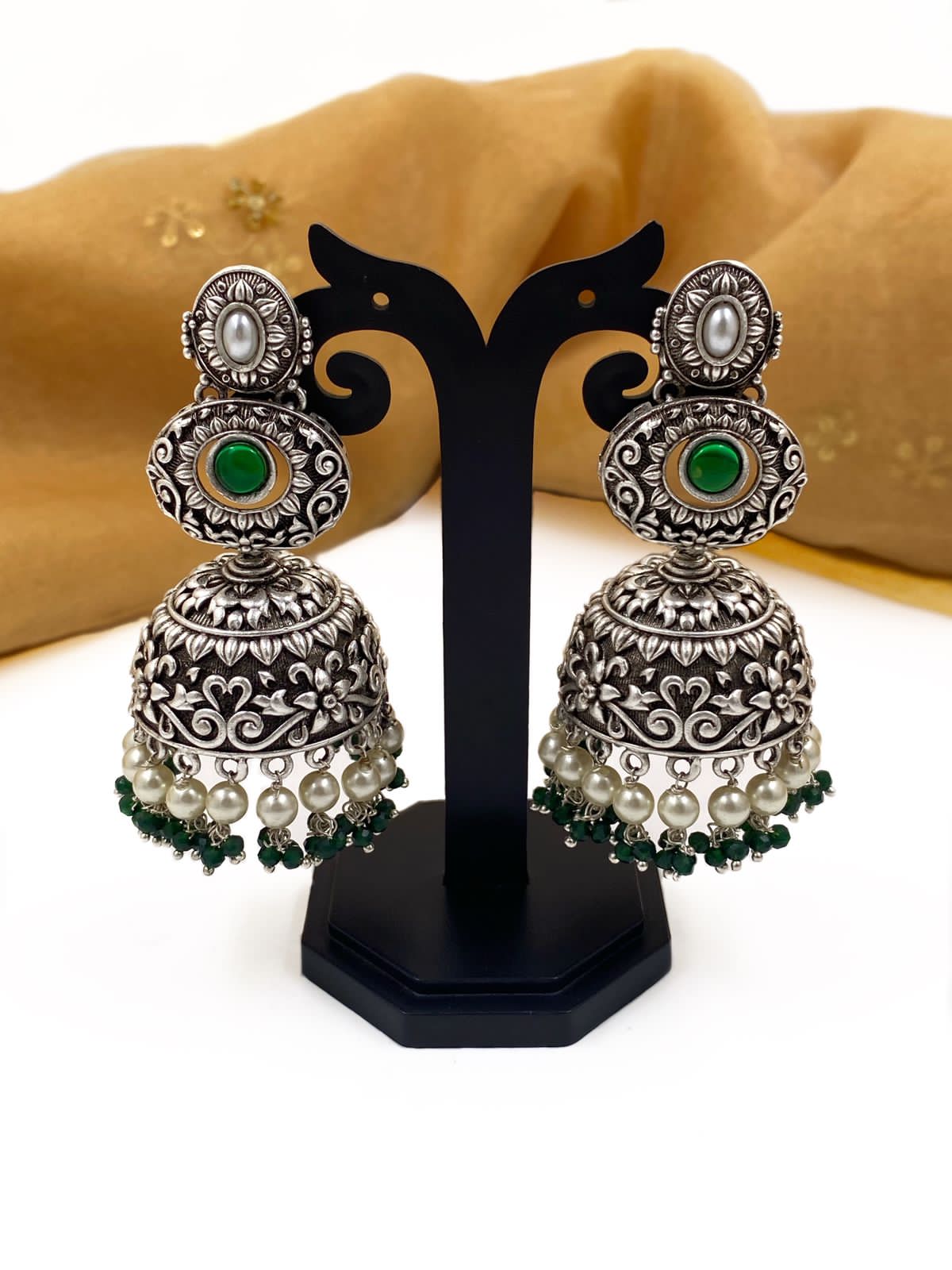 Traditional Silver Plated Long Jhumka For Ladies By Gehna Shop Jhumka earrings