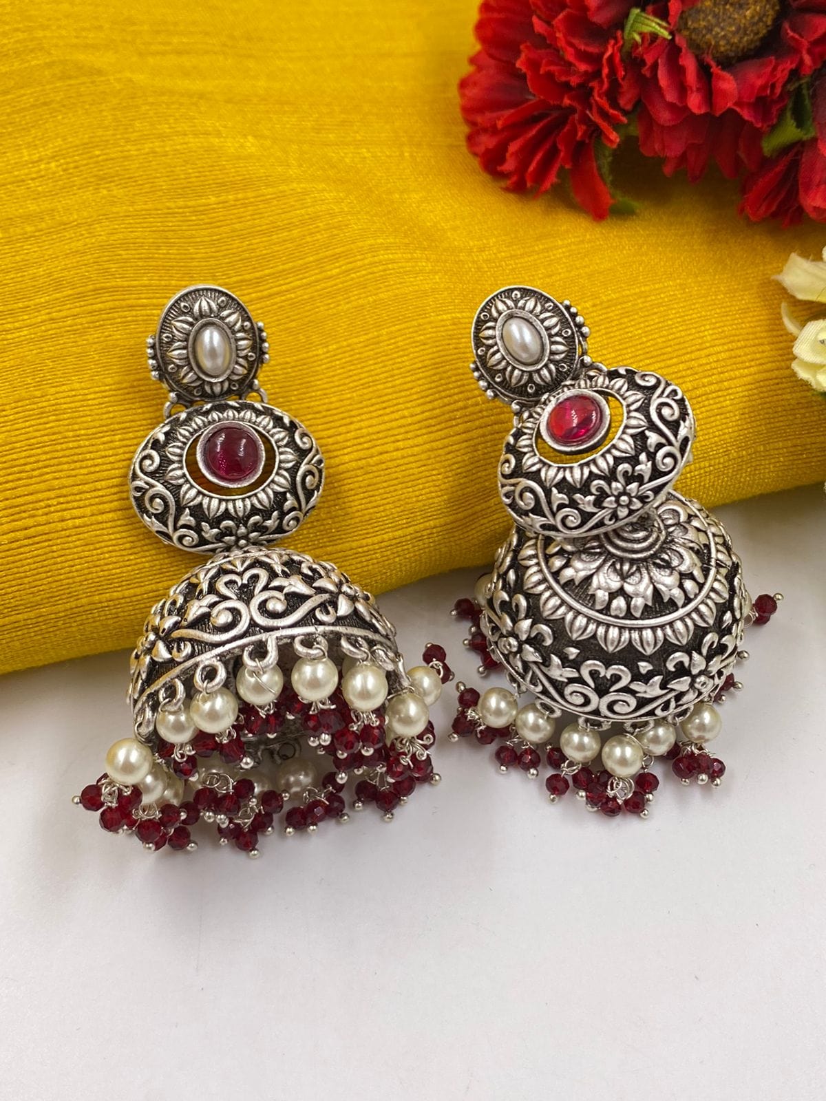 Traditional Silver Plated Long Jhumka For Ladies By Gehna Shop Jhumka earrings
