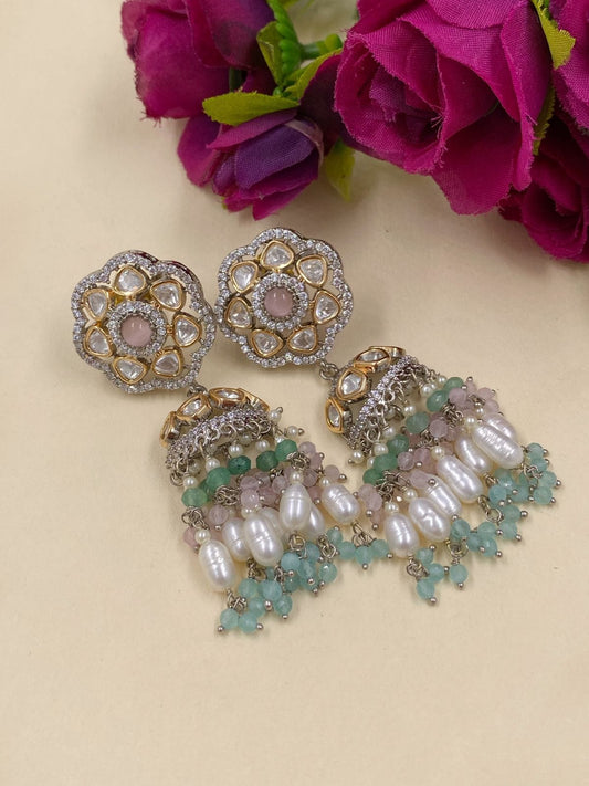 Traditional Two Tone Polish Light Weight Jhumka Earrings For Weddings Jhumka earrings