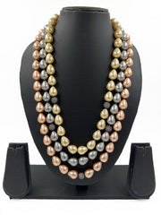 Triple Layered Contemporary Real Shell Pearl Fancy Beads Necklace By Gehna Shop Beads Jewellery