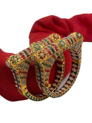 Unique Design Multi Color Meenakari Pearls Jadau Bangles By Gehna Shop Bangles