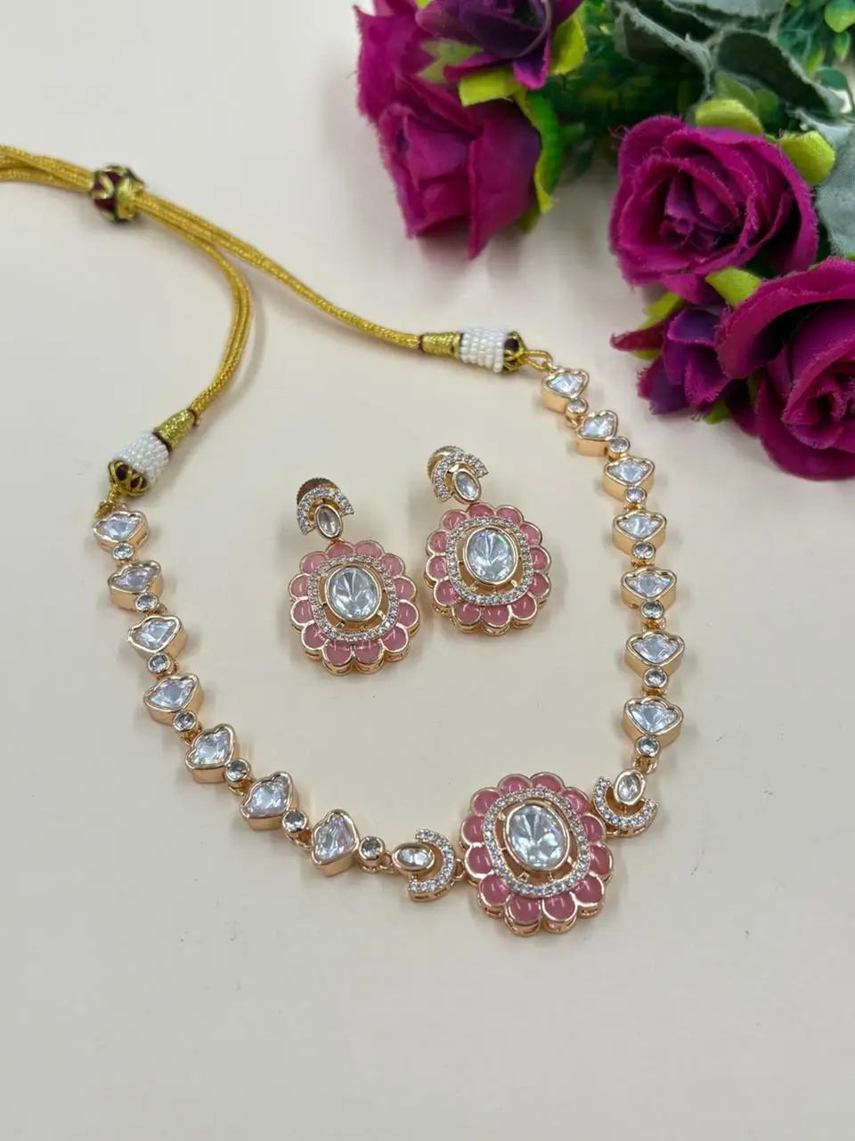 Simple Kundan Wedding Necklace Set  - Wedding and Festive Jewellery Sets