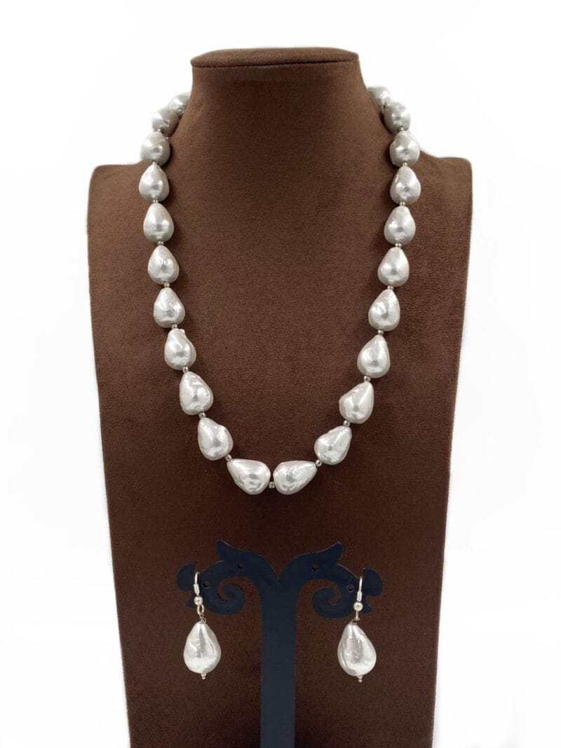 White Color Baroque Pearls Necklace By Gehna Shop Beads Jewellery