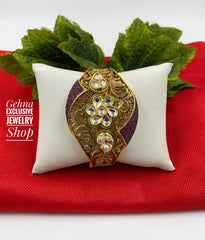 Designer Antique Golden Kundan Bracelet For Women