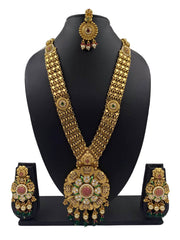 Swara Long Antique Gold Jewellery Necklace Set For Weddings By Gehna Shop